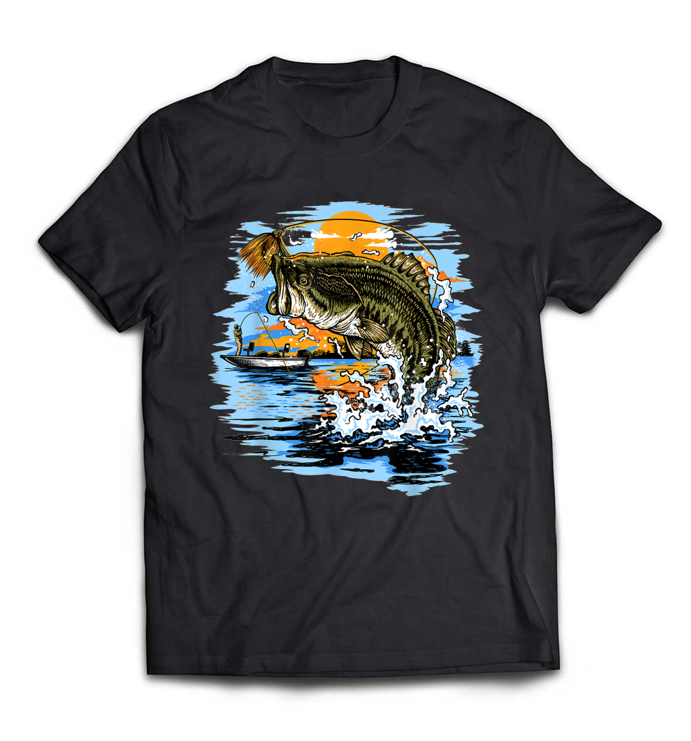 Large Mouth Bass Fishing Graphic T-Shirt: A Must-Have for Anglers